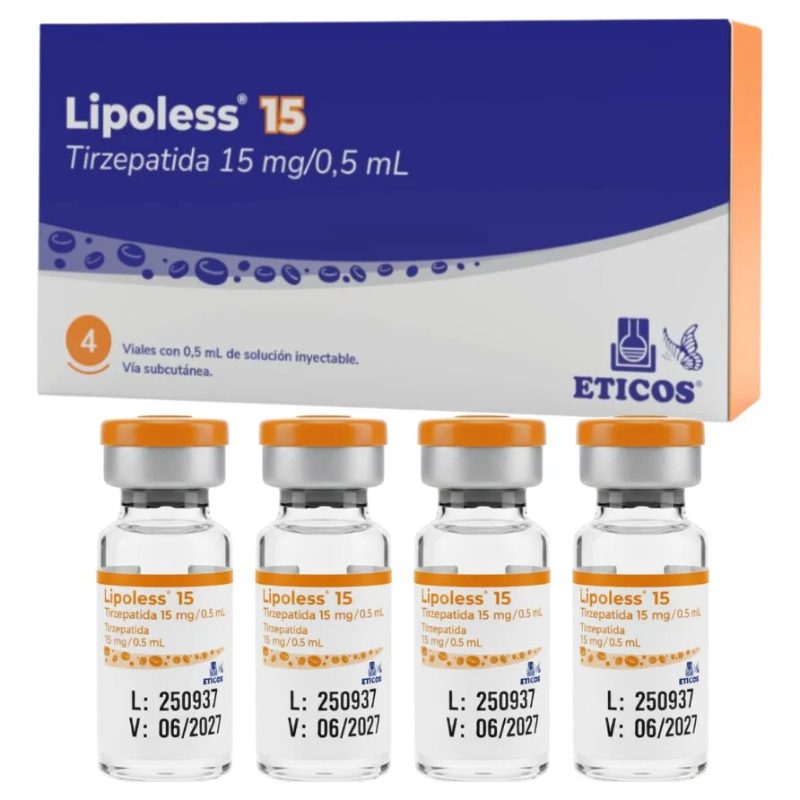 Lipoless 15 Tirzepatida 60 mg | 04 Frascos de 15 mg | 0,5 mL cada