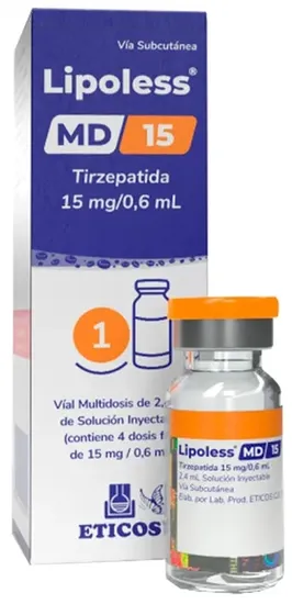 Lipoless MD 15 Tirzepatida 60 mg | 01 Frasco multidose | 4 doses de 15 mg | 2,4 mL