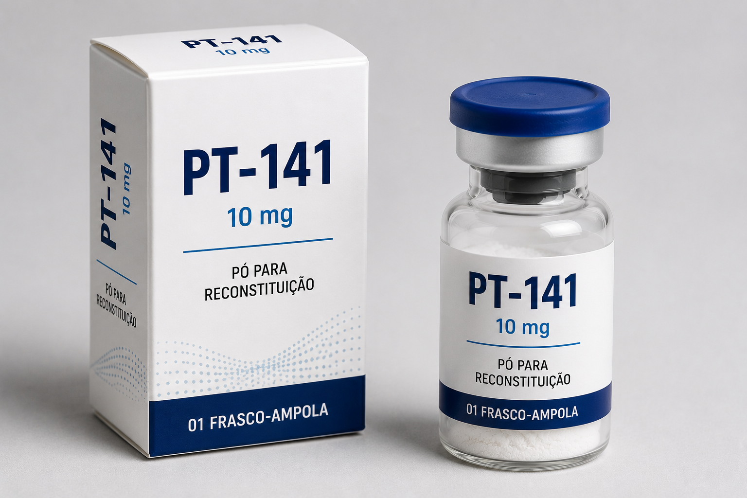 PT-141 10 mg | 01 Frasco-ampola | Pó para reconstituição + Diluente