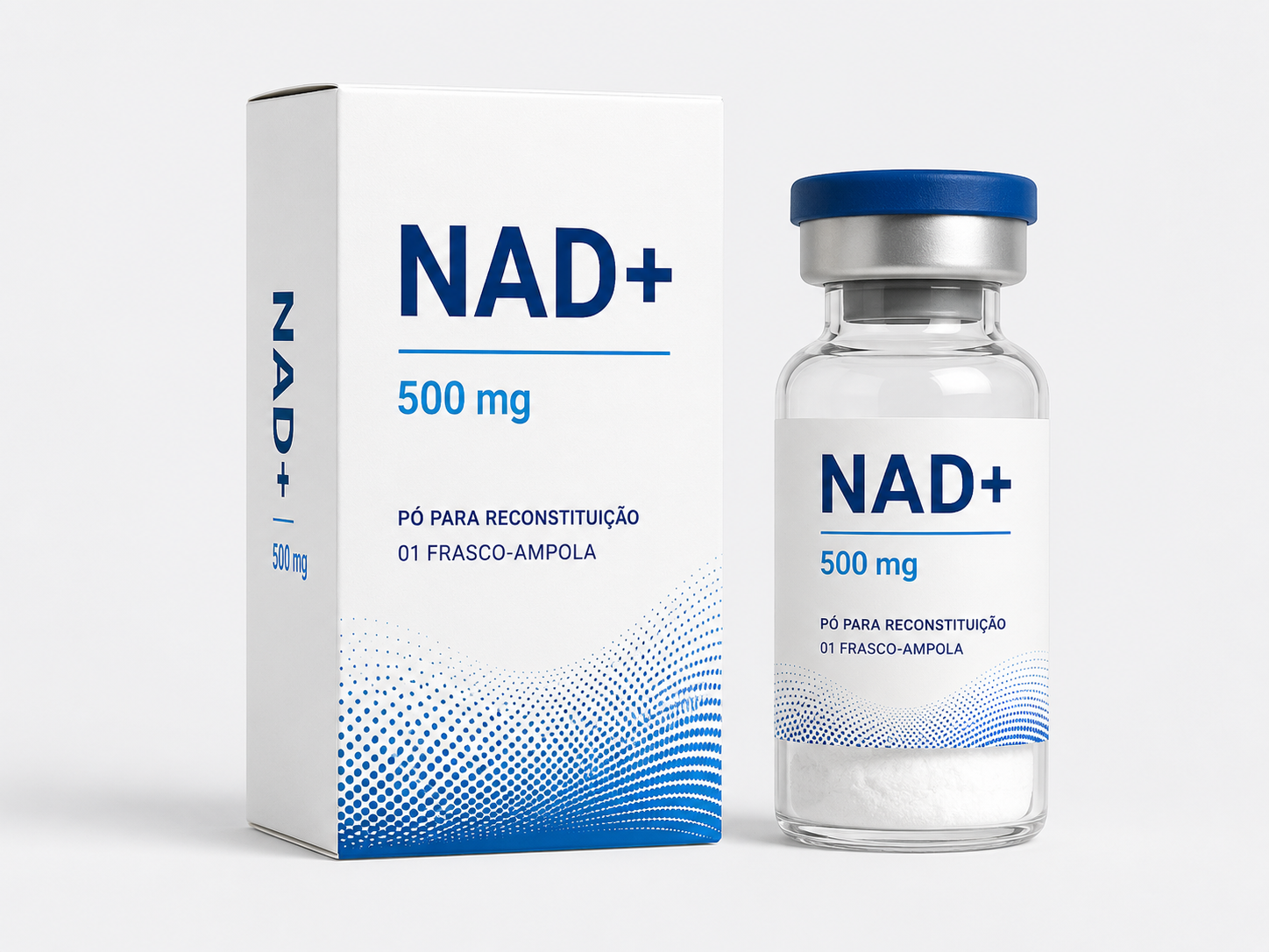 NAD+ 500 mg | 01 Frasco-ampola | Pó para reconstituição + Diluente