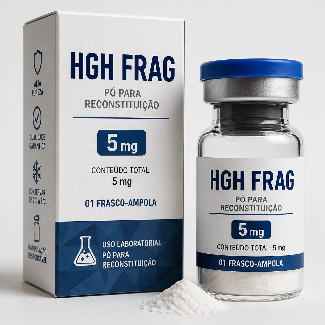 HGH Frag 5 mg | 01 Frasco-ampola | Pó para reconstituição + Diluente